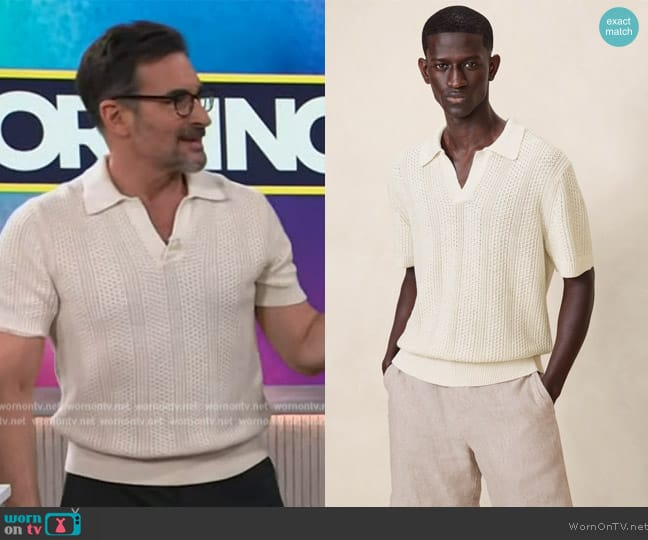 Banana Republic Giorgio Linen Cotton Sweater worn by Lawrence Zarian on The Kelly Clarkson Show