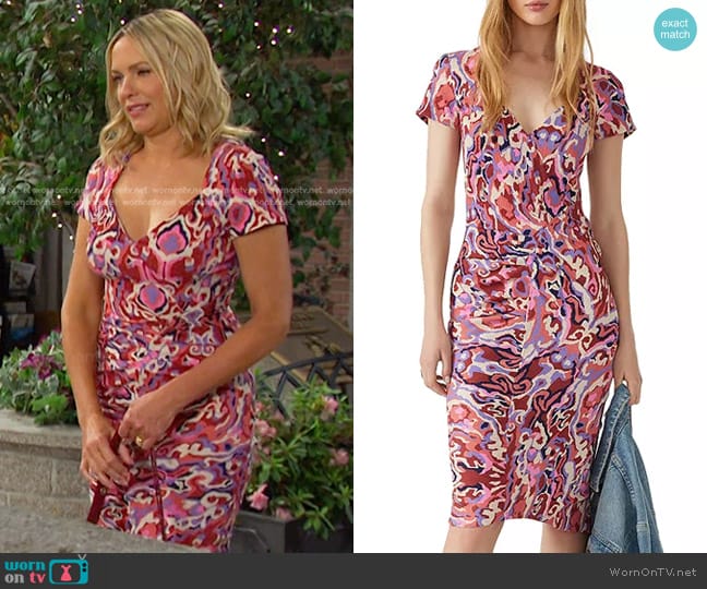 Ba&Sh Siane Short Sleeve Dress worn by Nicole Walker (Arianne Zucker) on Days of our Lives