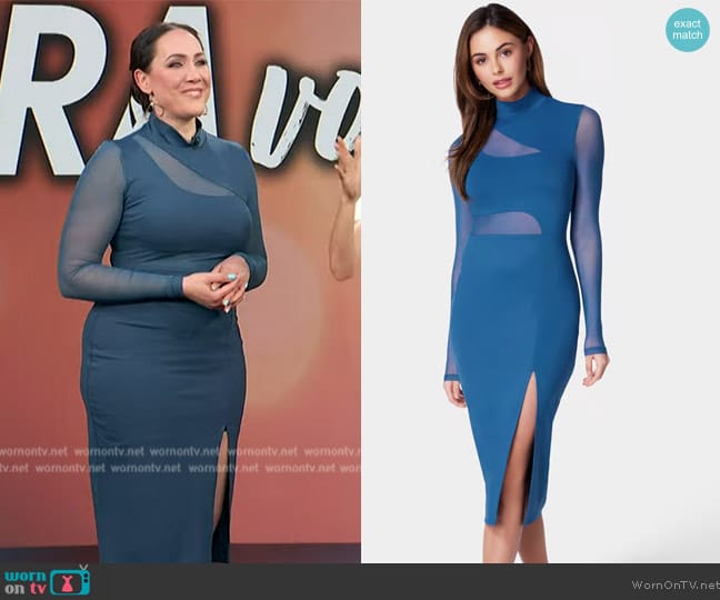 Bebe Mesh Inset Long Sleeve Dress worn by Jene Sena on Access Hollywood