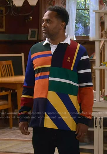 Bennie's colorblock polo jersey on The Upshaws