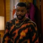 Bernard’s tiger stripe cashmere sweater on The Upshaws