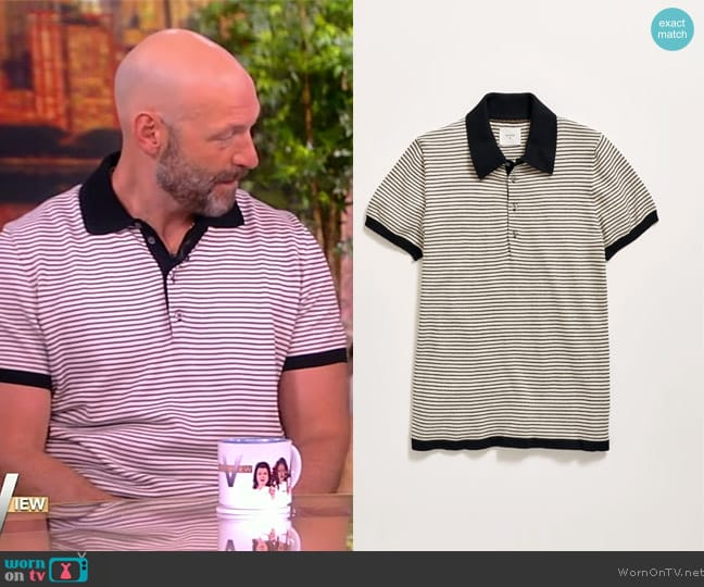 Billy Reid Stripe Sweater Polo worn by Corey Stoll on The View