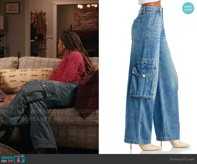 Blank NYC Cargo Jeans in Over Limit worn by Delilah (Laya DeLeon Hayes) on The Equalizer