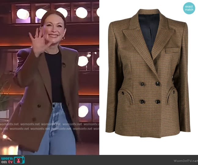 Blaze Milano Charmer houndstooth check blazer worn by Julianne Moore on The Kelly Clarkson Show