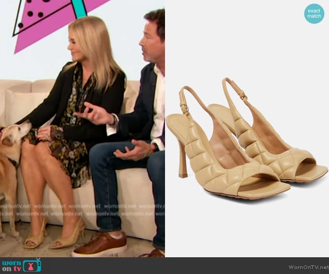 Bottega Veneta Padded leather slingback sandals worn by Christine Taylor on The Drew Barrymore Show