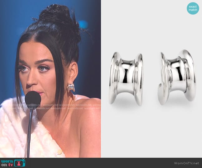 Bottega Veneta Sterling Silver Hoop Earrings worn by Katy Perry on American Idol