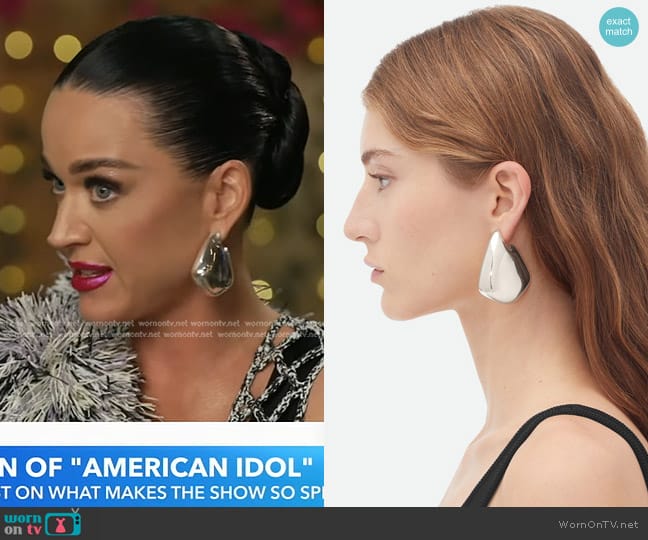 Bottega Veneta Large Fin Earrings worn by Katy Perry on Good Morning America