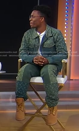 Breland's moon print denim jacket and jeans on Good Morning America