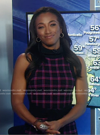 Brittany's black plaid knit turtleneck dress on Good Morning America