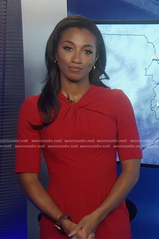 Brittany Bell's red twist neck dress on Good Morning America