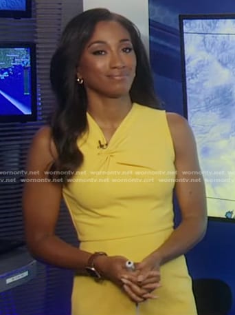 Brittany Bell's yellow knotted neckline dress on Good Morning America