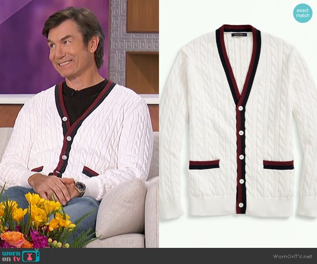 Brooks Brothers Vintage-Inspired Supima® Cotton Tennis Cardigan worn by Jerry O'Connell on The Talk