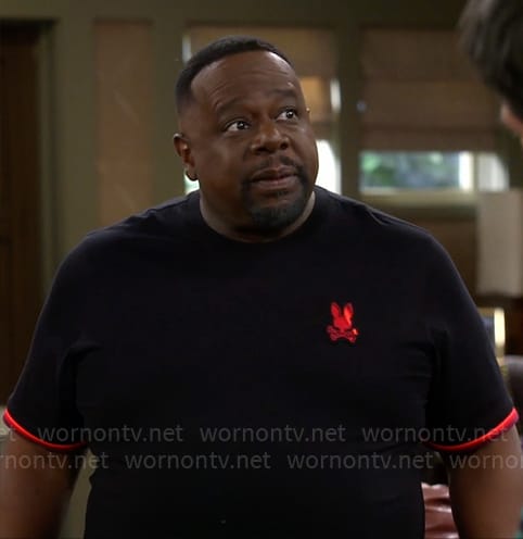 Calvin's black and red rabbit t-shirt on The Neighborhood