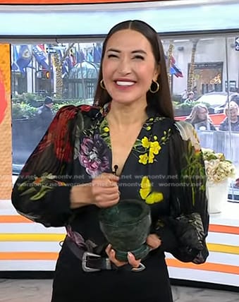 Candice Kumai’s black floral blouse on Today