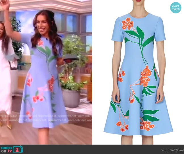 Carolina Herrera Floral Print Jacquard Knit Fit & Flare Dress worn by Alyssa Farah Griffin on The View