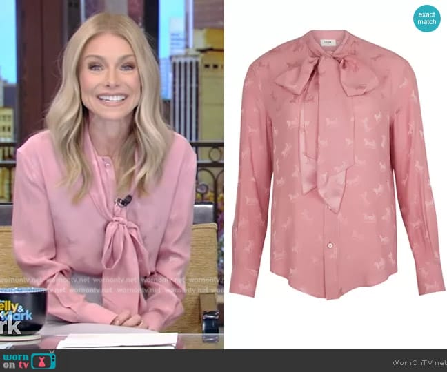 WornOnTV: Kelly’s pink tie neck blouse on Live with Kelly and Mark ...