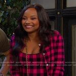 Chanel's pink plaid dress and cardigan on Days of our Lives