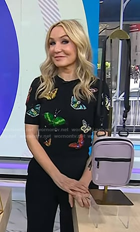 Chassie's black butterfly embellished sweater on Today