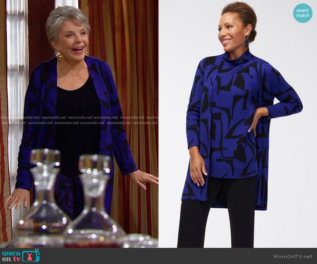 Chico's Travelers Collection Jacquard Cardigan worn by Julie Olson Williams (Susan Seaforth Hayes) on Days of our Lives