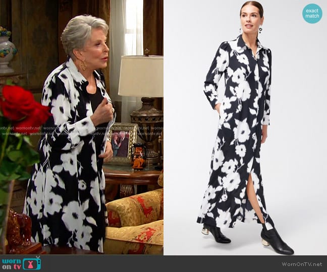 Chico's Twill Floral Print Shirt Dress worn by Julie Olson Williams (Susan Seaforth Hayes) on Days of our Lives