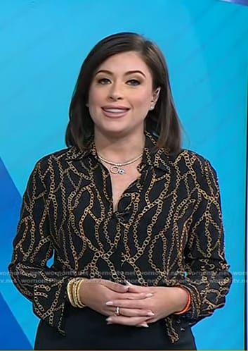 Chloe's black chain print blouse on Today