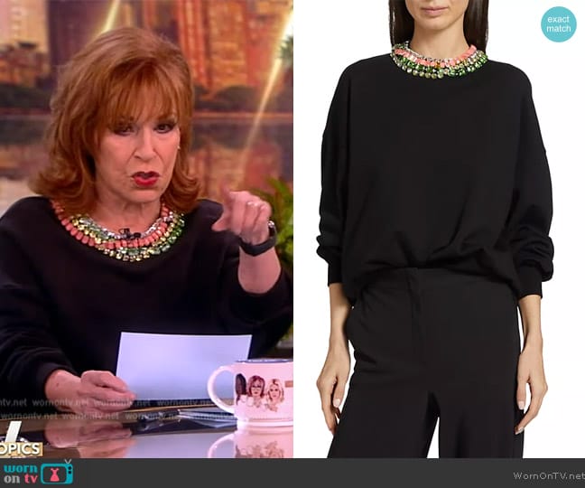 Cinq a Sept Chunky Rhinestone Embellished Sweatshirt worn by Joy Behar on The View