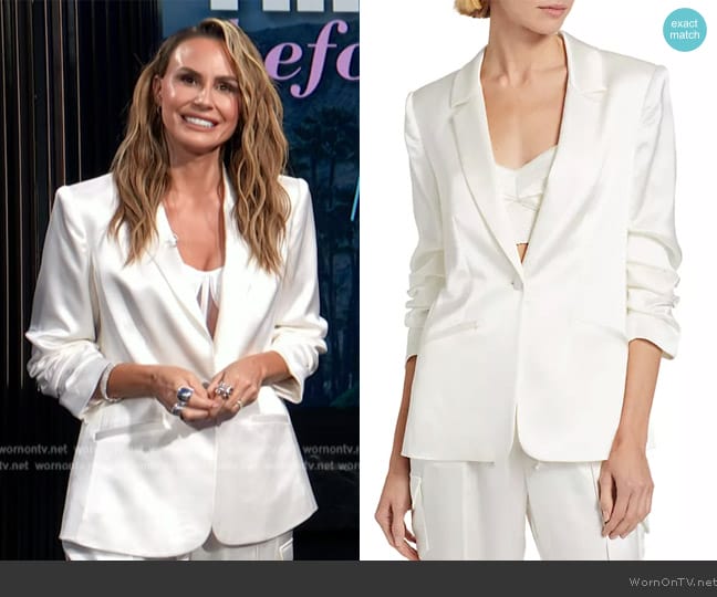 Cinq a Sept Kylie Notched Satin Single-Button Blazer worn by Keltie Knight on E! News