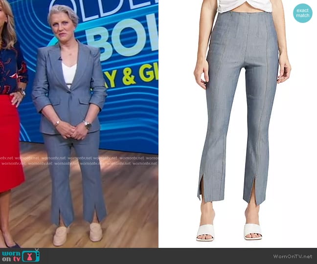 Cinq a Sept Laurie Stretch Flared Pant in Indigo worn by Abby Haliti on Good Morning America