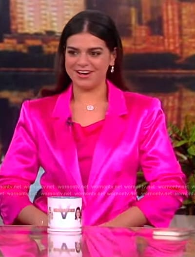 Mayan Lopez's pink satin blazer on The View