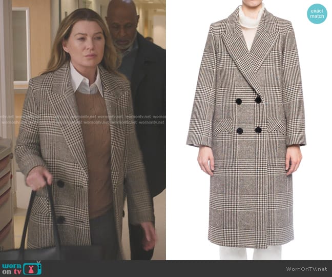 Zadig & Voltaire Coat with Peak Lapels worn by Meredith Grey (Ellen Pompeo) on Greys Anatomy