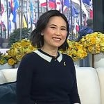 Vicky’s navy collar print sweater on Today