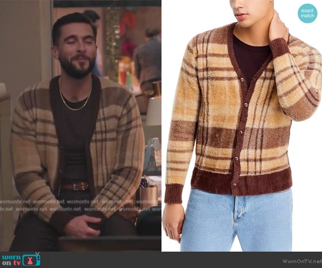 Coney Island Picnic Fuzzy Cardigan worn by Josh Segarra (Josh Segarra) on Abbott Elementary