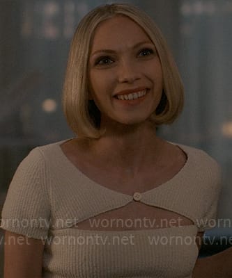 Cora's knit buttoned top with cutout on American Horror Story Delicate