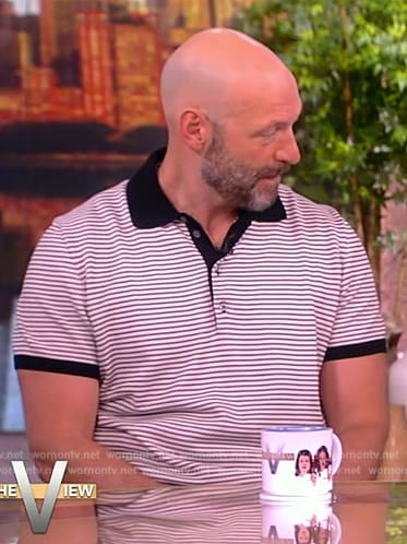 Corey Stoll's white striped polo on The View