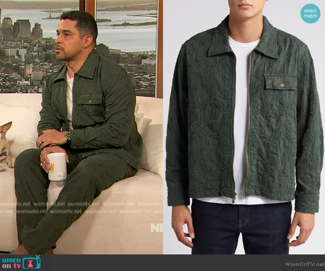 Corridor Floral Embroidered Zip-Up Jacket worn by Wilmer Valderrama on The Drew Barrymore Show