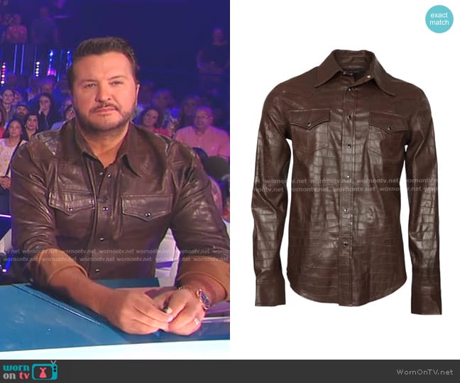 Luke’s brown leather western shirt on American Idol