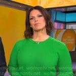 Dana Jacobson’s green rib knit dress on CBS Mornings