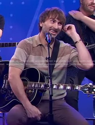 Dave Haywood's beige striped polo shirt on Good Morning America