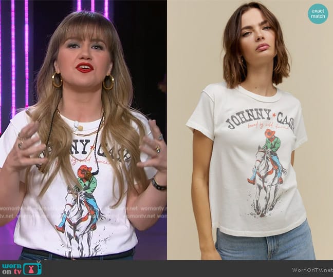 Wild Desire Tee by Day Dreamer LA Johnny Cash Bound worn by Kelly Clarkson on The Kelly Clarkson Show