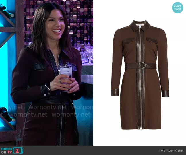 Derek Lam 10 Crosby Jayda Faux Leather Trim Dress worn by Kristina Corinthos-Davis (Kate Mansi) on General Hospital