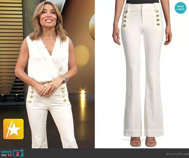 Derek Lam 10 Crosby Robertson Flare Pants worn by Kit Hoover on Access Hollywood