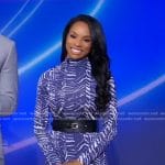 Devyn Simone’s blue printed turtleneck dress on Good Morning America