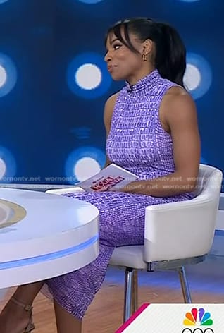 Devyn Simone's purple crocodile sleeveless dress on Today