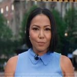 Stephanie’s blue embellished collar sleeveless top on Good Morning America