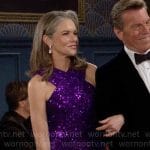 Diane’s purple sequin cross-neck gown on The Young and the Restless