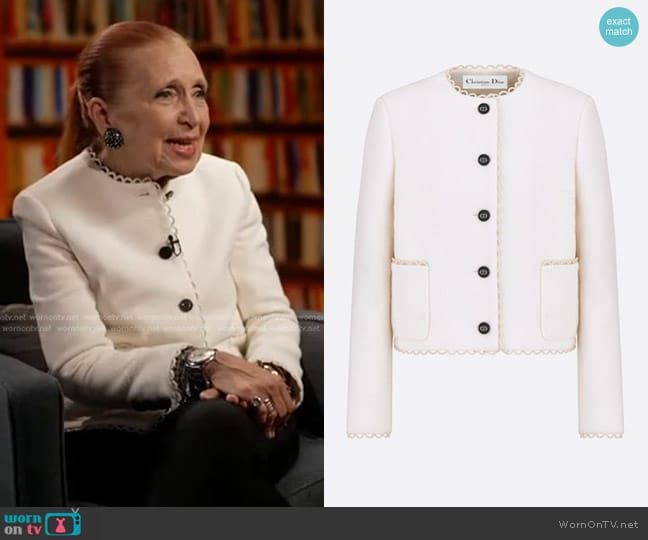 Dior Cropped Jacket in Ecru worn by Danielle Steel on Good Morning America