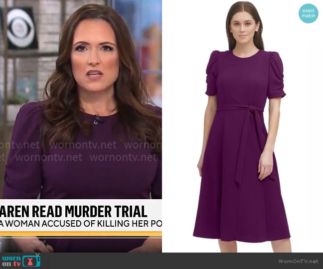 DKNY Knot Sleeve Midi Shirt Dress worn by Nikki Battiste on CBS Mornings