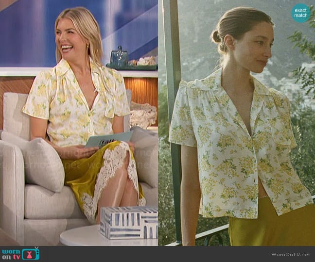 Doen Layla Top in Salt May Bell Floral worn by Amanda Kloots on The Talk