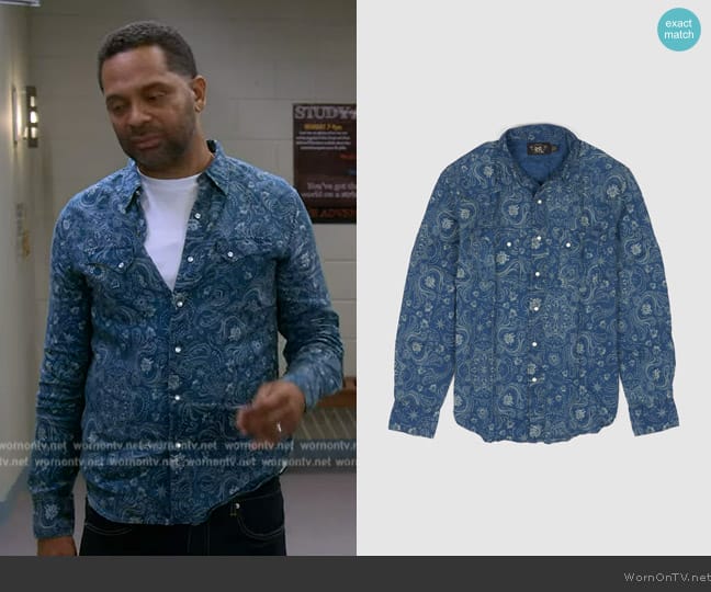 Ralph Lauren Long Sleeve Western Shirt worn by Bernard Upshaw (Mike Epps) on The Upshaws