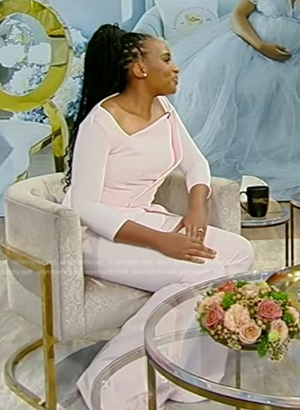 Dr. Michelle Ogunwole's pink asymmetrical top on Tamron Hall Show